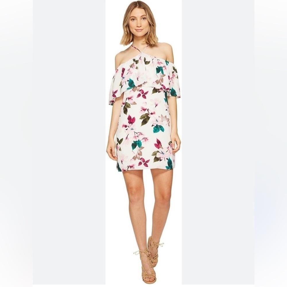 1. State Off the Shoulder Floral Flounce Flutter A-Line Shoulder Mini Dress 8862